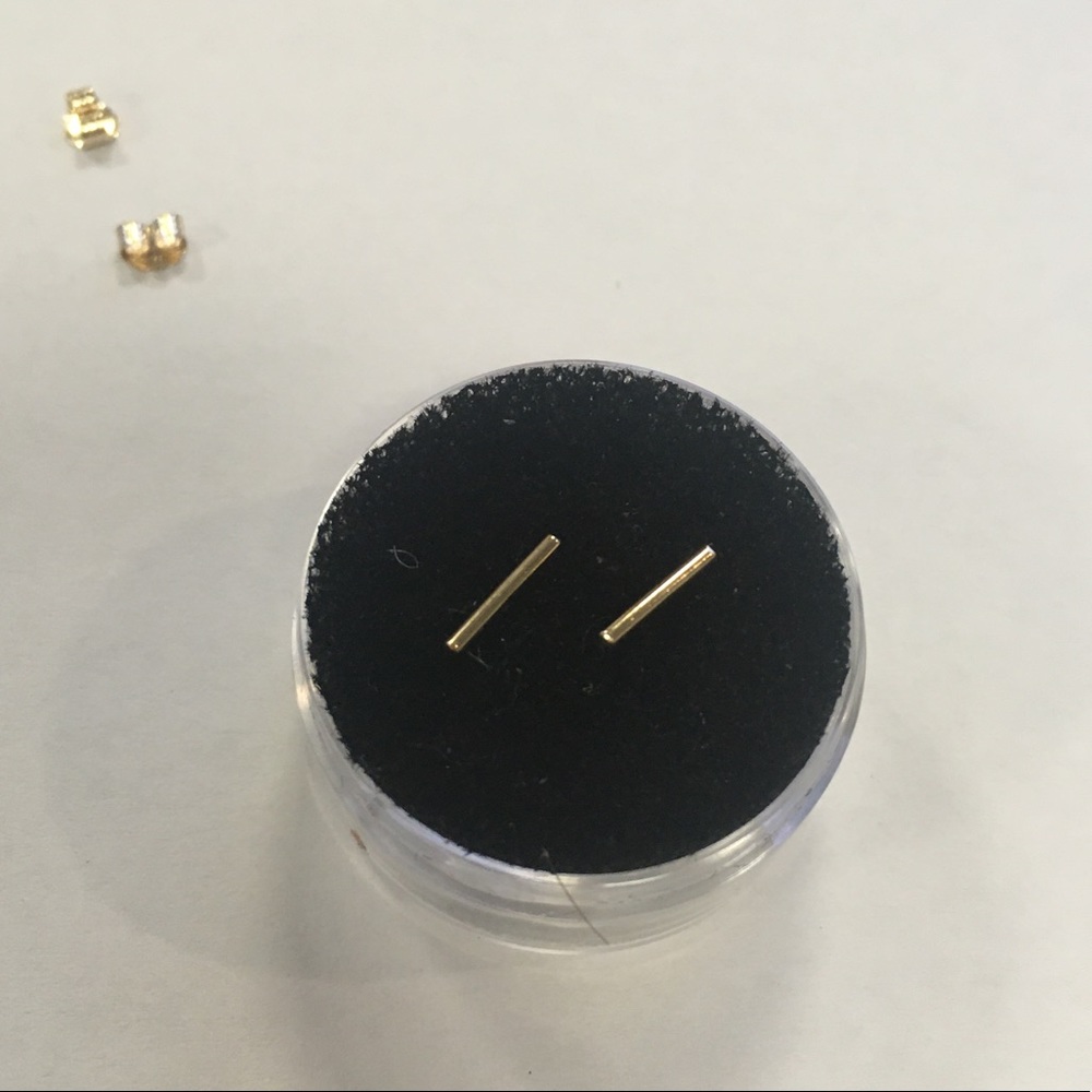 Solid 14k Yellow Gold Bar Earrings